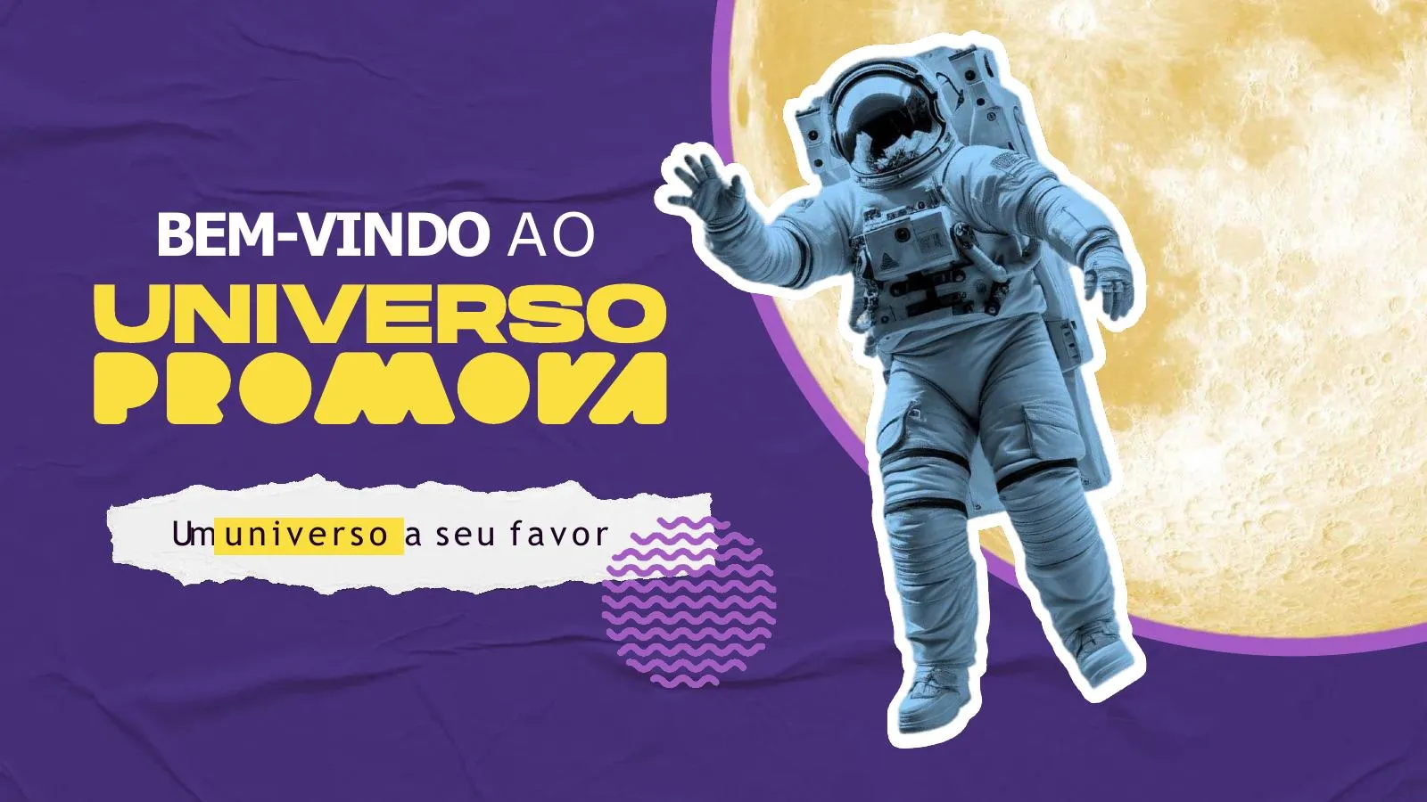 Astronauta Promova flutuando com a lua ao fundo